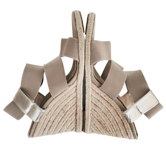 BEIGE Tan Cross Strap Jute Wedges - Picture 2 of 7